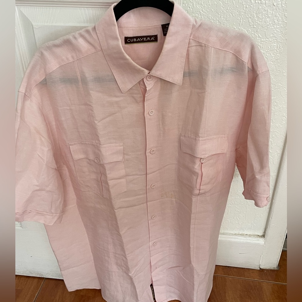 CubaVera light pink short sleeve shirt men Sz XL